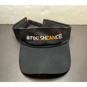 Finish Cancer visor hat cap 7" strap back black